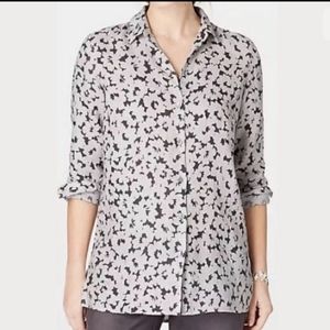 J Jill collared grey floral blouse xs